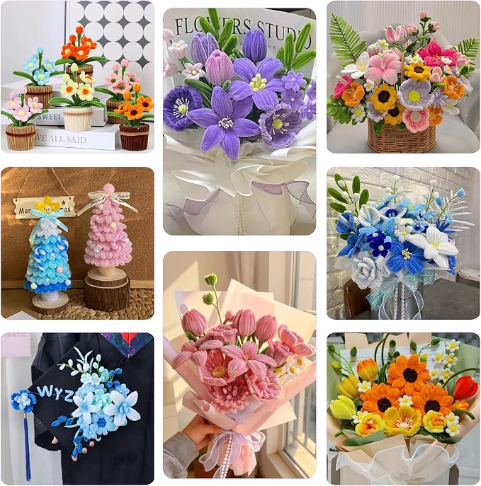 800 PCS Pipe Cleaners Craft, Pipe Cleaners Flowers Kit - Image 6