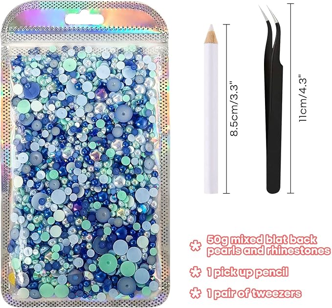 ASTARON 50g Mix Flatback Rhinestones Half Pearls - Image 2