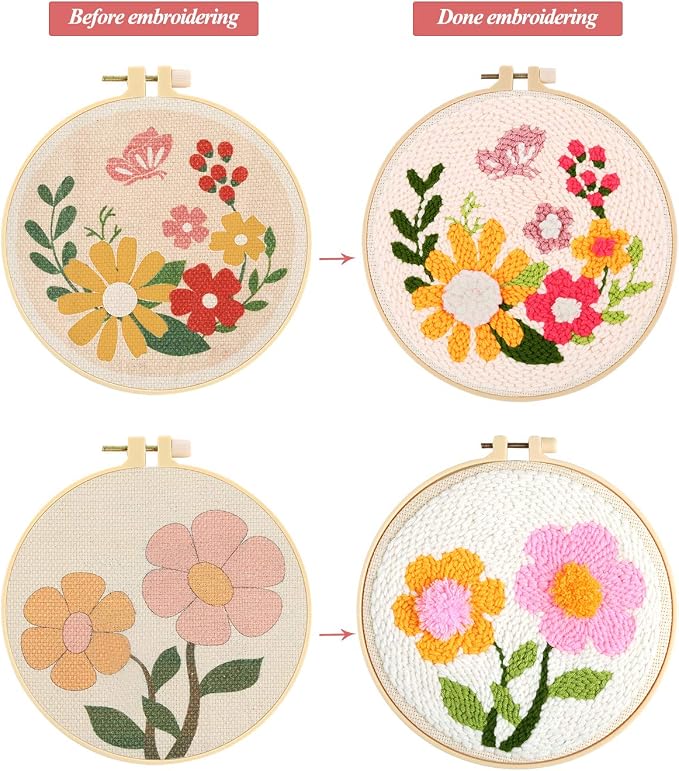 Pllieay 2 Set Punch Needle Embroidery Starter Kits Include Instructions - Image 5