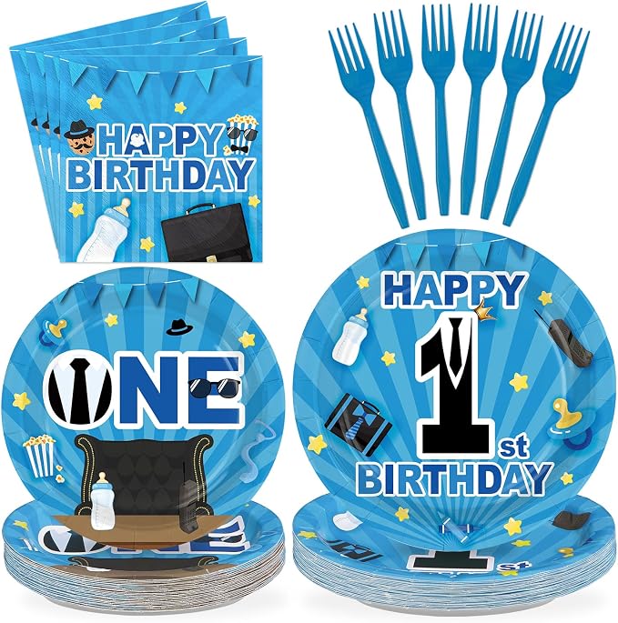 96Pcs Boss 1st Birthday Party Decorations by Greencian