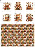 Autumn Animals Patchwork Cotton Fabric Panel – 6 Designs + Bonus Patchwork by FabricsTown