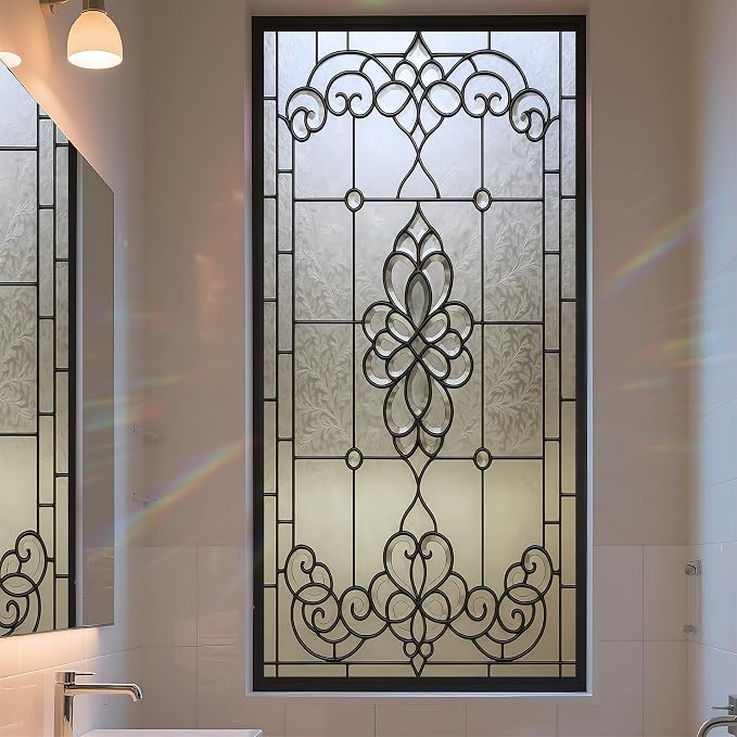 Stained Glass Window Privacy Film Static Cling by AOHMPT