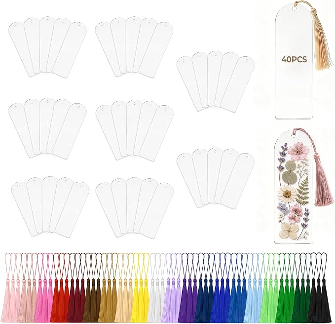 40 Pcs Clear Acrylic Bookmark Blanks Bulk by Kauliopa