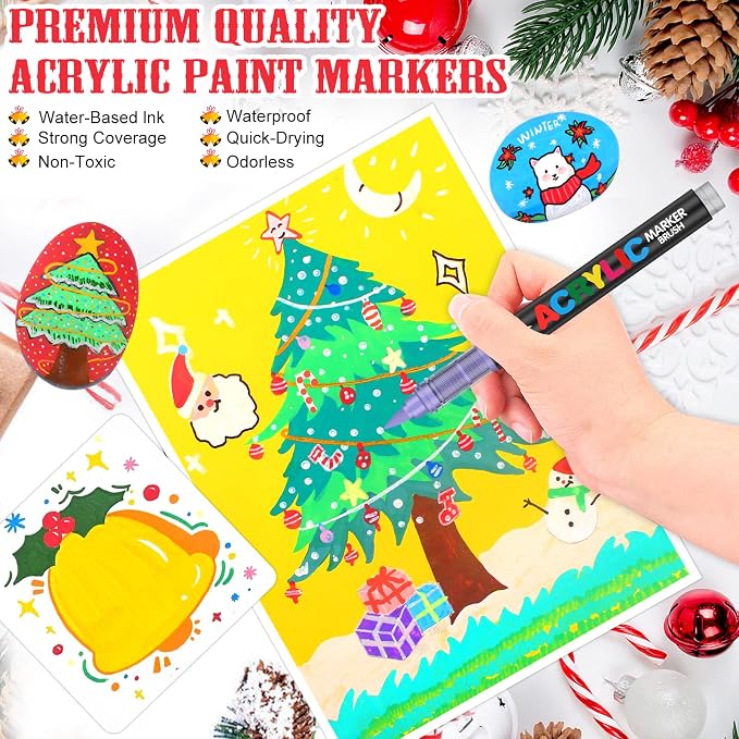 Amamao Acrylic Paint Markers, Soft Brush Tip Pens and Markers, Acrylic Paint - Image 6