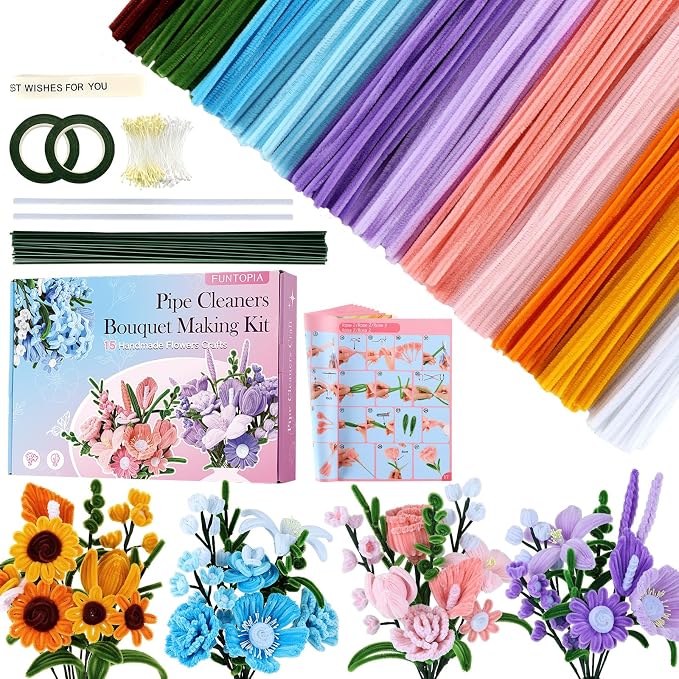 Pipe Cleaner Flower Kit, Flower Making Kit - Image 7