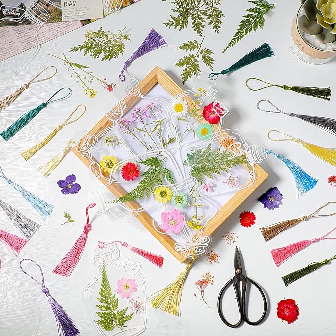 TaoBary 91 Pcs DIY Handmade Transparent Dried Flower Bookmark Set Include - Image 8