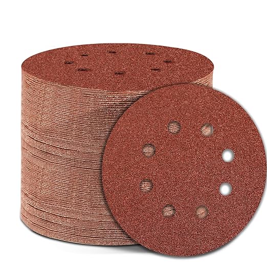 120 Grit 5 Inch Sanding Discs Hook and Loop Sandpaper, 150 PCS 8 Hole Adhesive Medium Grit Sand Paper for Random Orbital Sander