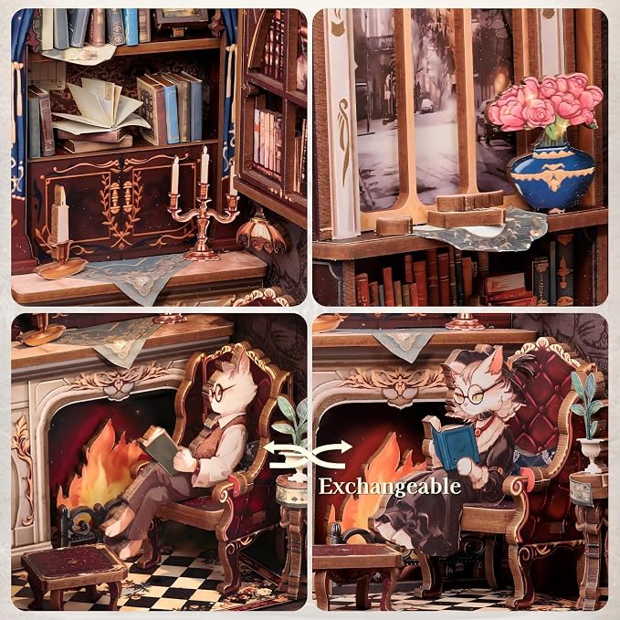 Book Nook Kit Cat Miniature House Kit - Image 6