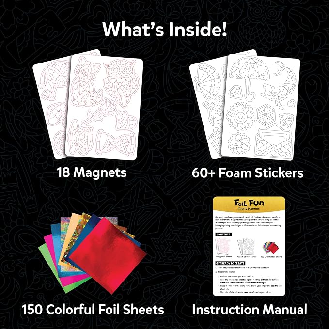 Skillmatics Foil Fun – Pretty Patterns, 18 DIY Magnets, Mess-Free Art | - Image 3