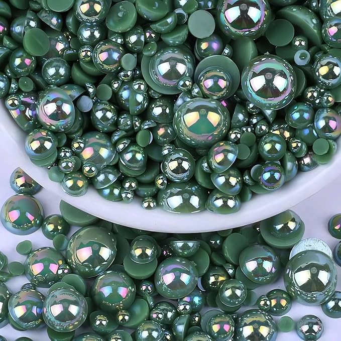 2000PCS AB Color Imitation Half Round Pearls Bead Loose Beads Gems, Mixed Sizes by UYTRDVG