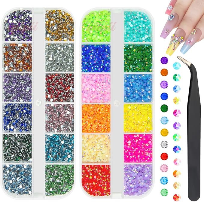 qiipii 24 Color 2mm Small Resin Rhinestones by qiipii