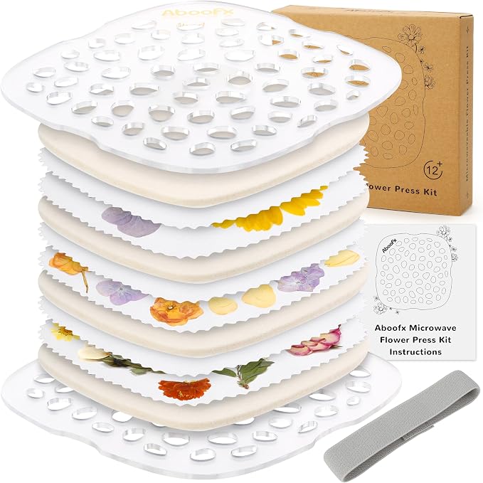 Aboofx Microwave Flower Press 6.3" 3 Layers Fast Drying Pressed Flower Art Kit by Aboofx
