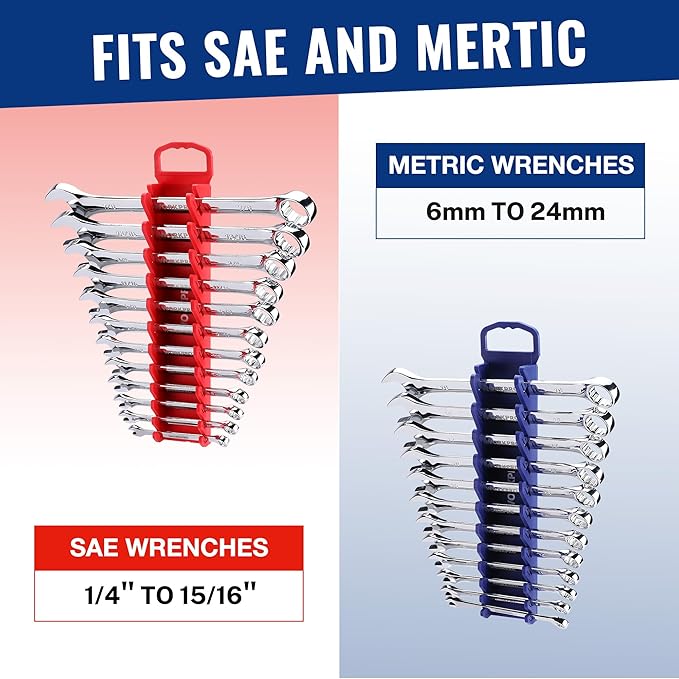WORKPRO 8-Piece Magnetic Socket Organizer and Magnetic Wrench Organizer Set, Socket Holder Set 1/4", 3/8", 1/2" Drive Metric SAE Socket Storage, Metric SAE Wrench Holder(Socket, Wrench not Included)