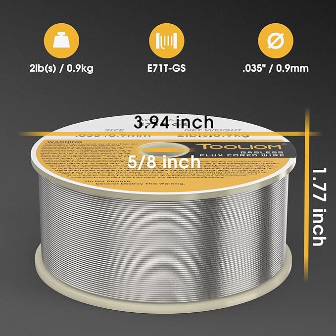 TOOLIOM E71T-GS .035" Diameter 2-Pound Spool Flux Core Self-shielded Carbon Steel MIG Welding Wire 2 PCS