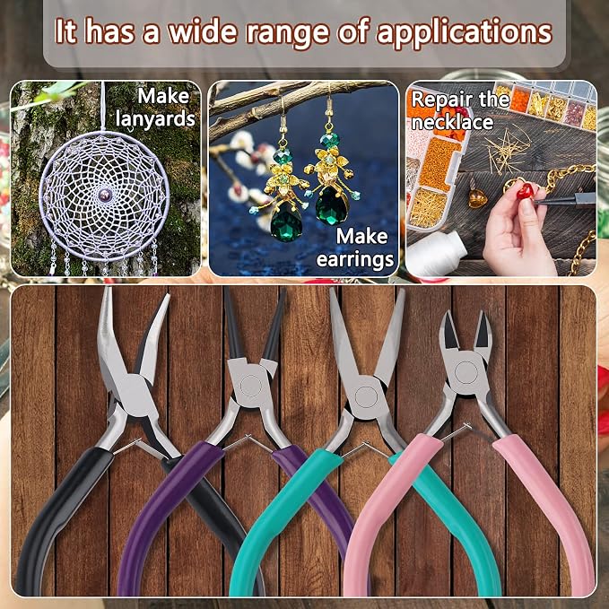 URSKYTOUS 4Pcs Jewelry Pliers Set Jewelry Making Pliers Tools Kit Include - Image 2