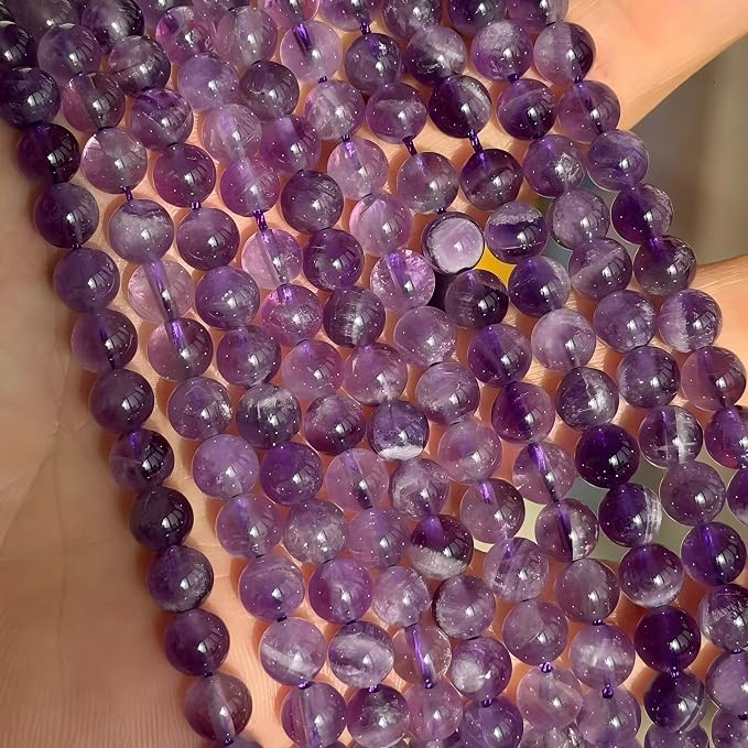 MJDCB Natural Dreamy Amethyst Beads Round Stone Beads DIY Loose Beads - Image 8
