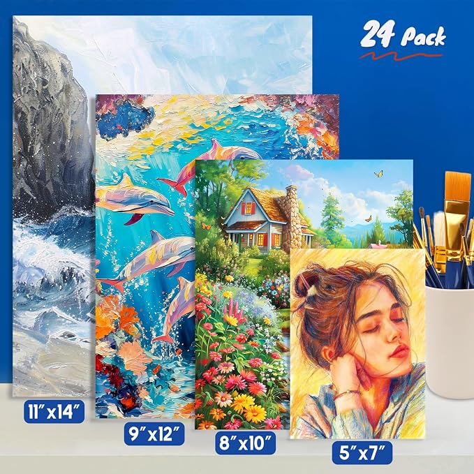 Halobios 24-Pack Canvas Boards for Painting, 6 of 5x7 8x10 9x12 11x14 Canvas - Image 5