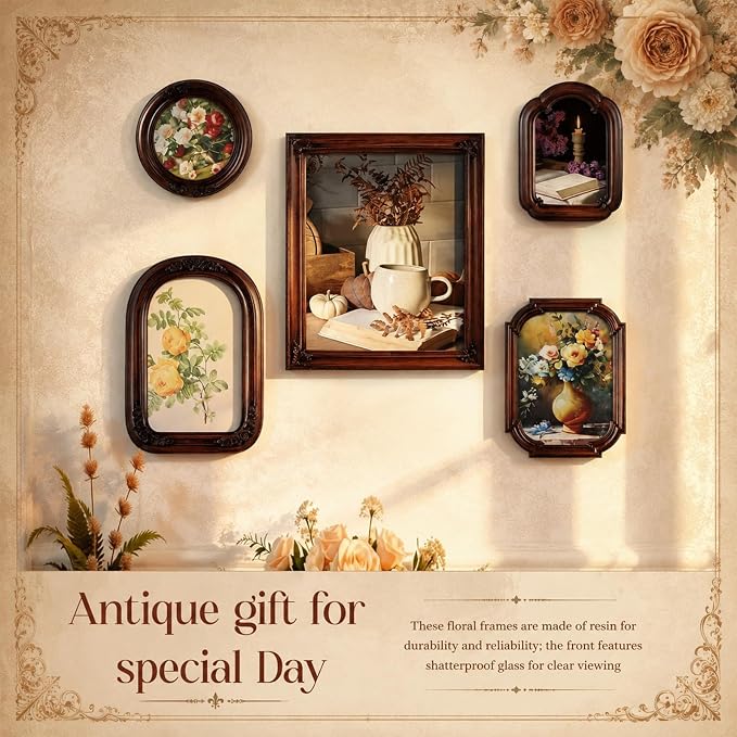Wonderjune 5 Pcs Vintage Picture Frames Set - Image 5