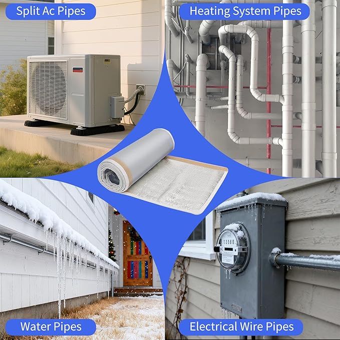 Ac Line Insulation, 78.7x11.8 inch 600D Oxford Air Conditioner Line Insulation, 3 Layer HVAC Copper Pipe Insulation Cover, AC Pipe Insulation Wrap for Outside (Light Gray)