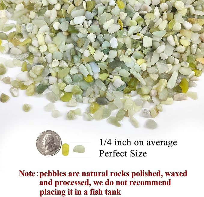 FANTIAN Jade Pebbles for Indoor Plants, 1/4 Inch Polished Green Pea Gravel - Image 2