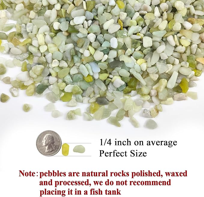 FANTIAN 2 lbs Jade Rocks for Plants Indoor, 1/4 inch Small Pebbles for Plants - Image 2