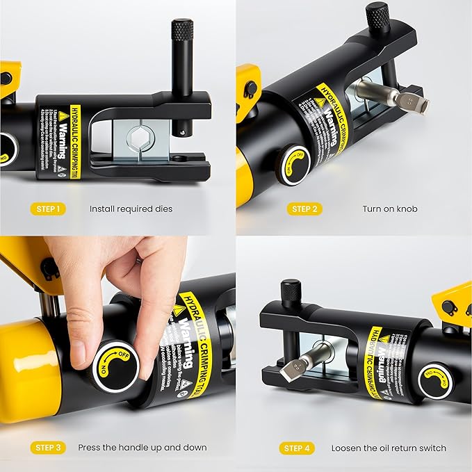 16 Tons Hydraulic Wire Crimping Tool Battery Cable Lug Terminal Crimper With 13 Pairs of Dies, 9AWG to 600MCM Crimping Tool
