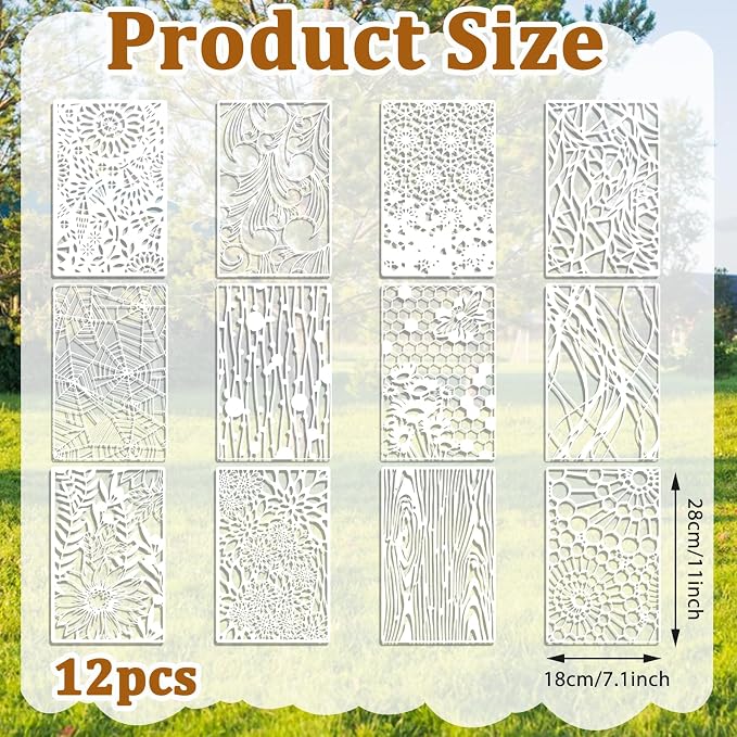 12 Pcs Abstract Geometric Texture Stencils - Image 3