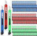 Lasnten 200 Pcs Box Cutter Utility Knife Small Retractable 9mm Wide Snap off Blade Knife Plastic Compact Box Opener with Sliding Lock Tools for Home Office Arts Crafts, 3 Colors