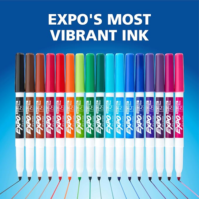 EXPO Low Odor Dry Erase Markers, Fine Tip, Study Supplies - Image 6