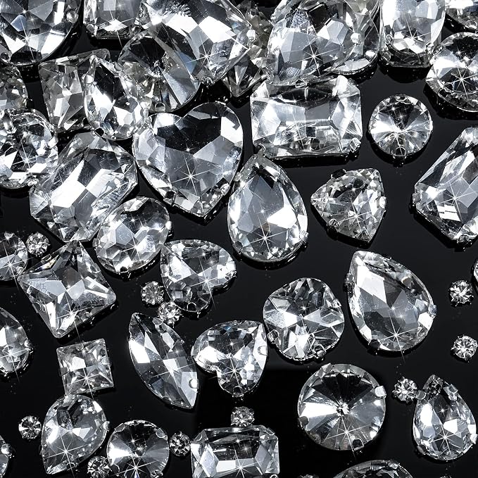 460 Pieces Sew on Rhinestones Glass Sewing Claw Gemstones and Crystals Metal by Canlierr