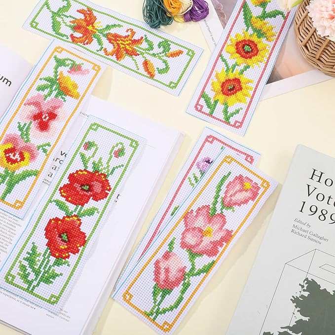 ORIGACH 6 Set Flowers Cross Stitch Bookmark Kit - Image 5