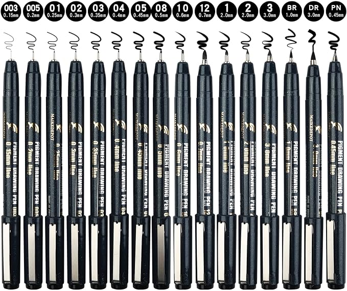 16 Pack Micro Fineliner Drawing Pens - Image 2
