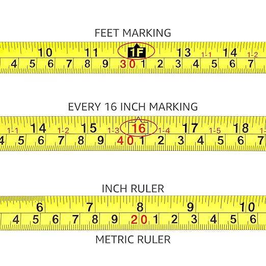 Amazon Basics Tape Measure - 16 ft / 192 in, Turquoise