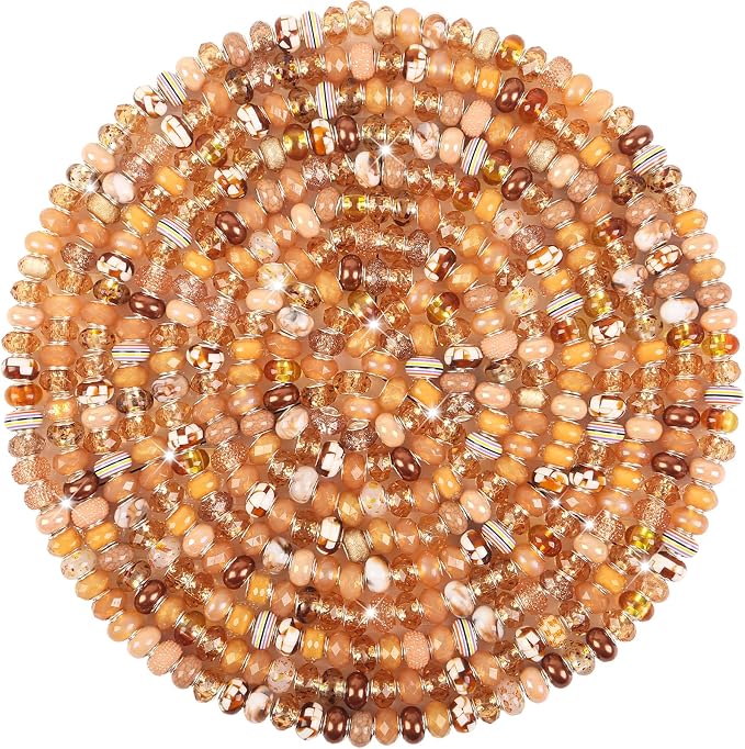 150Pcs Large Hole Beads Spacer Beads Champagne Assorted European Craft Big by BRACELETMAKINGKIT