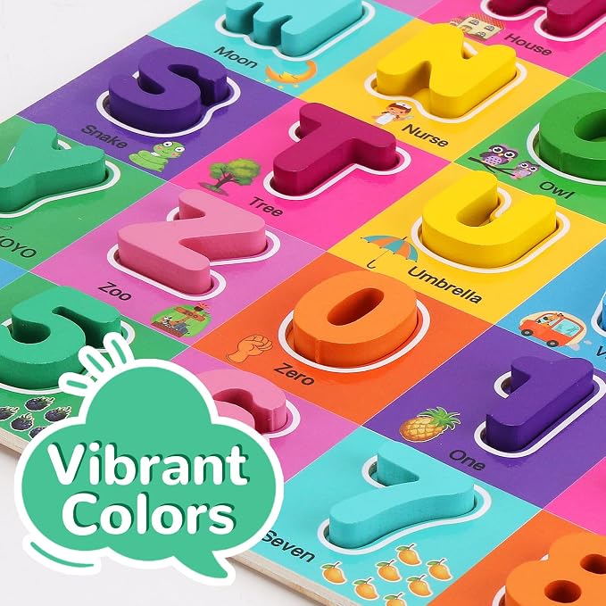 Wooden Alphabet Puzzles Ages 3-5, Alphabet and Number Puzzle - Image 2