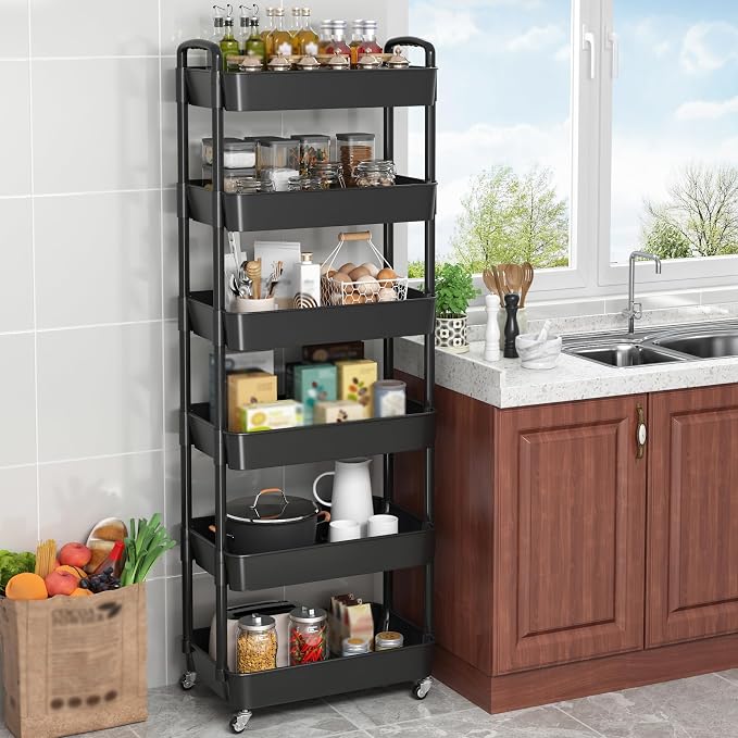 Sywhitta 6-Tier Plastic Rolling Utility Cart - Image 4