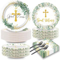 Naozinebi 200Pcs God Bless Baptism Plates Napkins First Holy Communion Party by Naozinebi