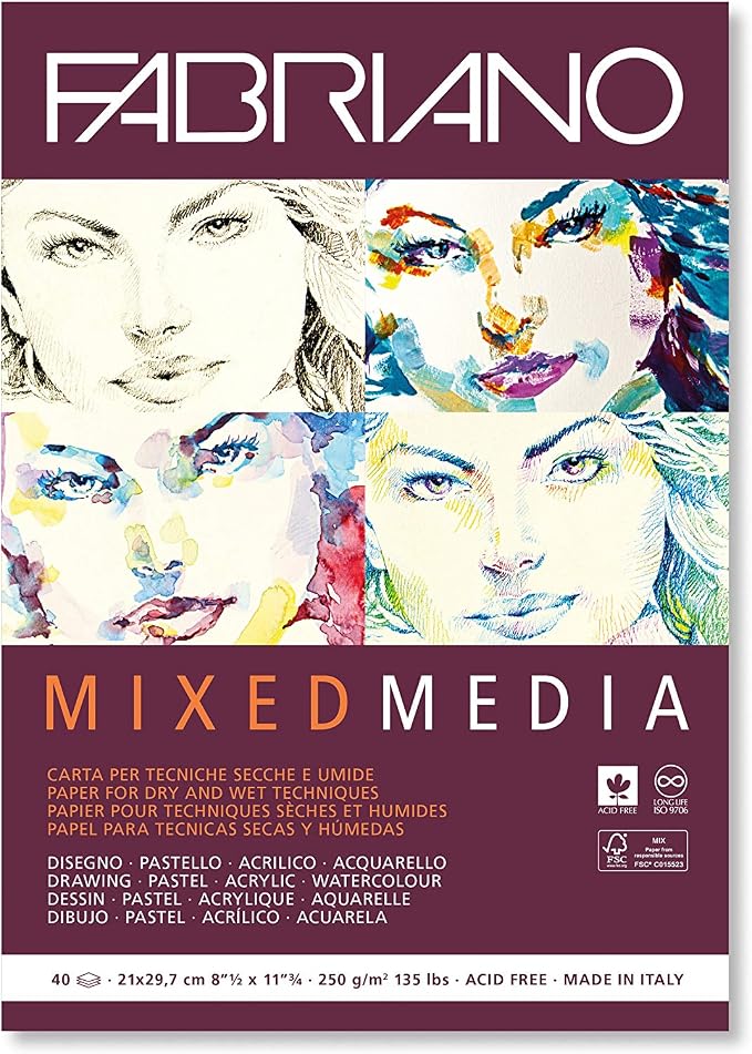 Fabriano Mixed Media Pad, 40 Sheets, 250 GSM by Fabriano