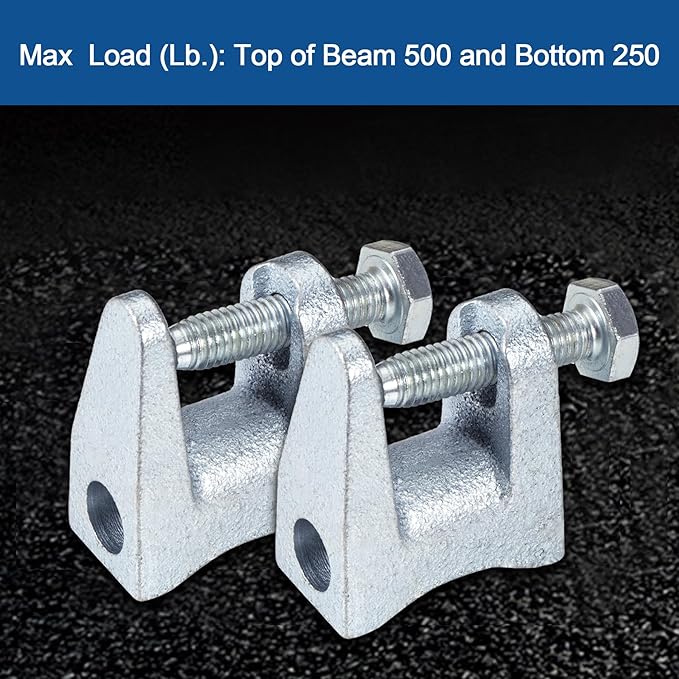 Premium Silver Metal Beam Clamp,20 Pack 3/8"-16 Zinc-Plated Iron Safety C-Clamps with 13/16" Adjustable Jaw Opening for Welding/Carpenter/Building/Household Mount