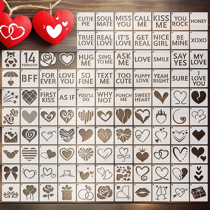 Fainne 100 Pcs 2 Inch Heart Stencils Small Stencils by Fainne