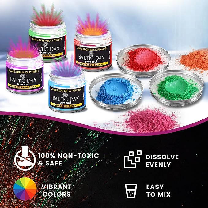 BALTIC DAY - Chameleon Mica Powder, 4 Jars of Color Shift Mica Powder Set - - Image 3