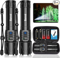 Rechargeable Flashlights High Lumens - Super Bright LED Tactical Flash Light, Powerful Waterproof Handheld USB C Flashlight for Camping,Emergencies,Home,5 Modes,Zoomable (2, Black)