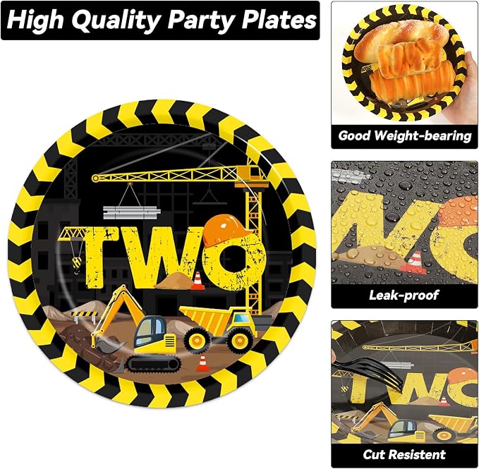 100 Pcs Construction Party Plates and Napkins Set Construction Truck Birthday - Image 3