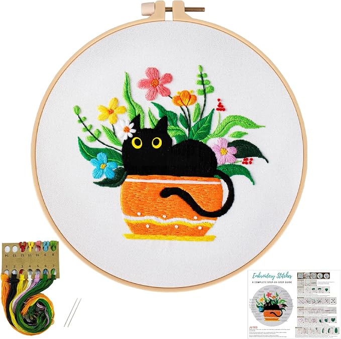 Louise Maelys Black Cat Embroidery Kit by LouiseMaelys