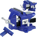 Heavy Duty Bench Vise 4.5 Inch: Table Clamp Woodworking Vice Press Drill Tools Workbench Wood Metal Pipe Work Shop Block Swivel Slide Cross Welding Machine Kit Milling Grip Precision Magnetic Jaw Pad