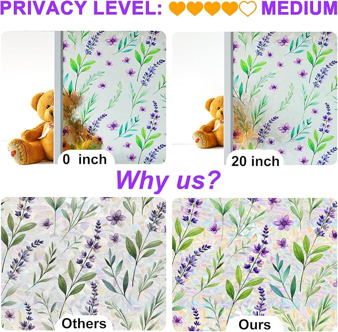SOMWISE Rainbow Window Privacy Film, Heat Control, UV Blocking, Anti-Glare - Image 6