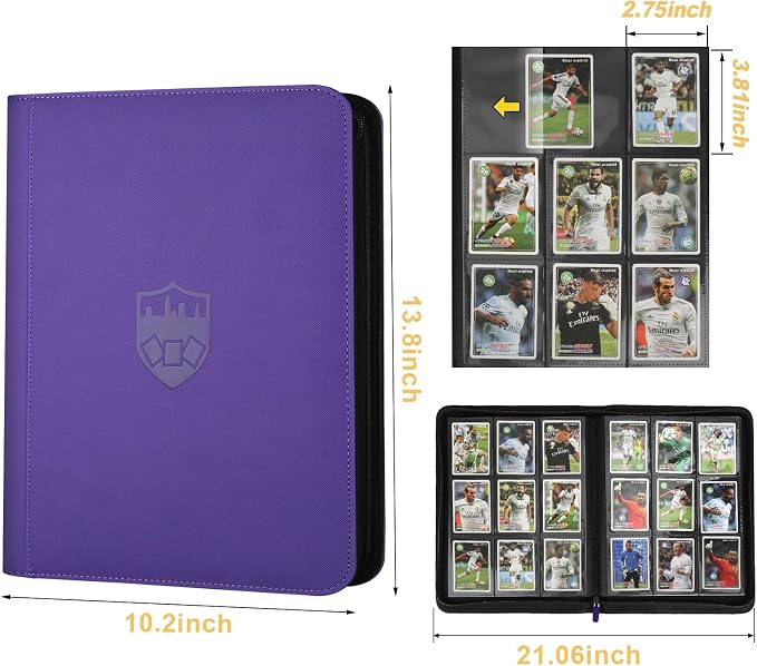 360 Cards Ringless 9-Pocket Side Loading Trading Card Binder, PU Zipper Fixed - Image 4