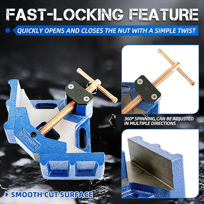 W045C Ductile Iron Welding Machine Angle Clamp, Heavy Duty Right Angle 90 Degrees Welding Clamps for Woodworking Corner Miter Clamp