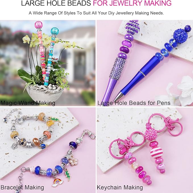 100Pcs Large Hole Beads Spacer Bead Mixed Color Assorted European Craft Big - Image 3