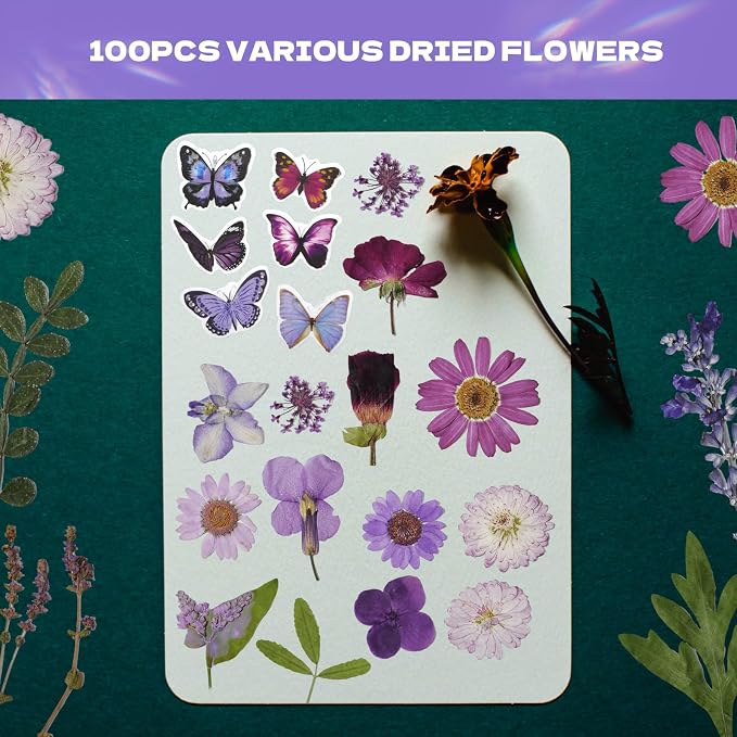 Dried Flowers for Resin 119Pcs | Pink Real Natural Pressed Flowers - Image 2